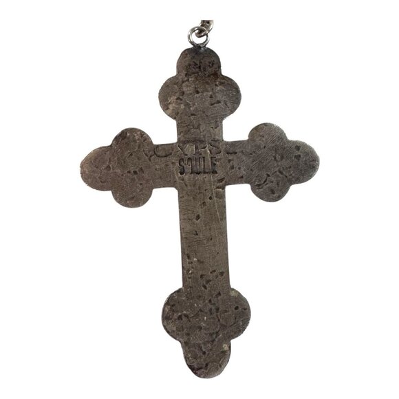 YPS Yeagers Sterling Silver 925 Hammered Cross Pendant Necklace 24" Soule VTG - Picture 11 of 12